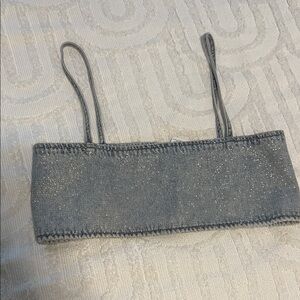 Zara glitter denim top